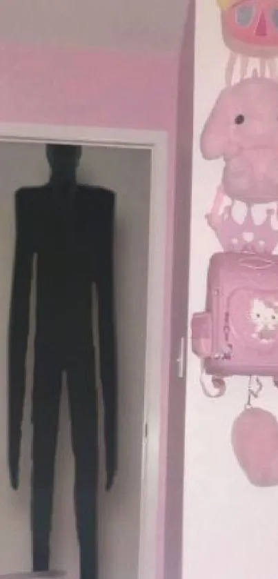 Spooky silhouette in pastel pink room decor.