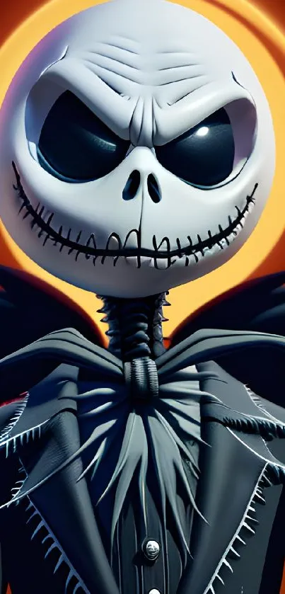 Menacing skeleton with glowing orange halo.