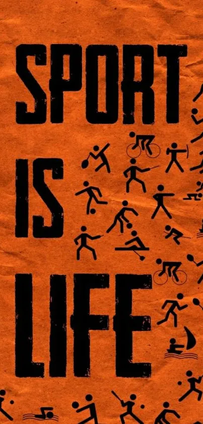 Sport is Life wallpaper with orange background and sport figures.