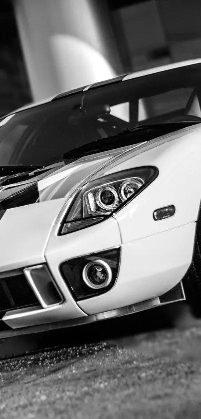 Black and white sports car wallpaper with a sleek and modern design.