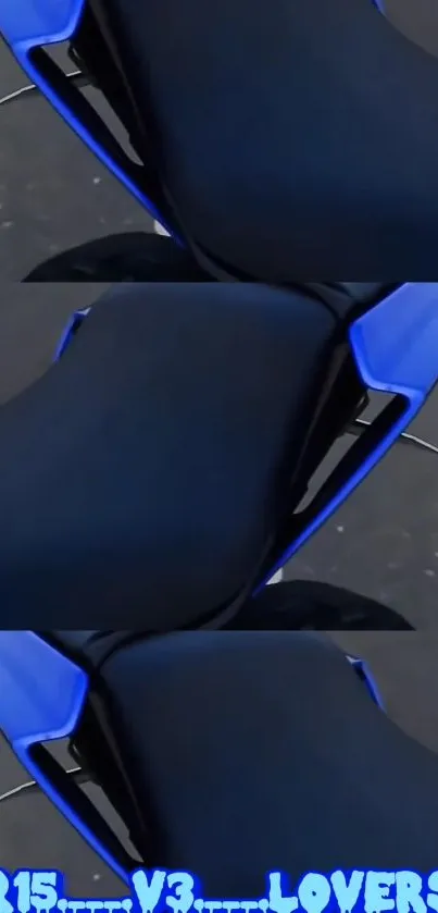 Blue and black motorcycle seat with stylish design.