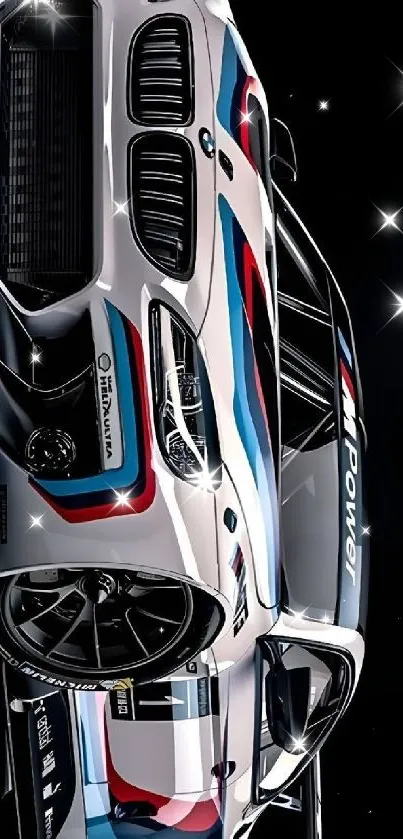 Sporty racing car wallpaper with sleek design and dynamic colors.