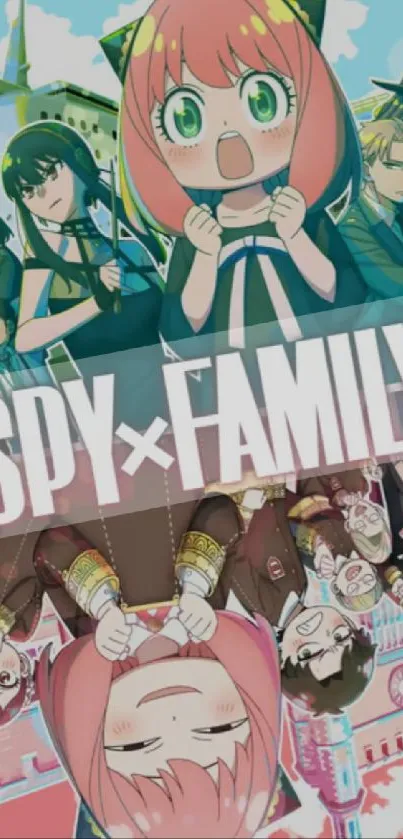 Spy Family anime wallpaper featuring vibrant characters and dynamic art.