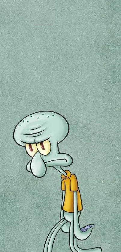 Minimalist Squidward phone wallpaper art.