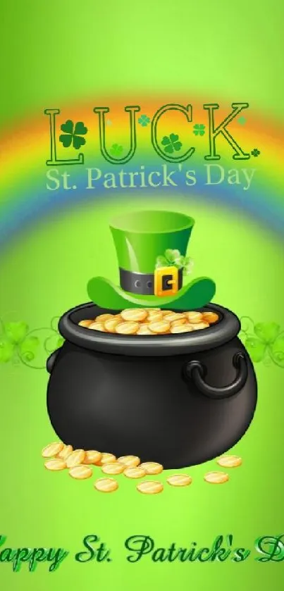 St. Patrick's Day wallpaper with pot of gold.