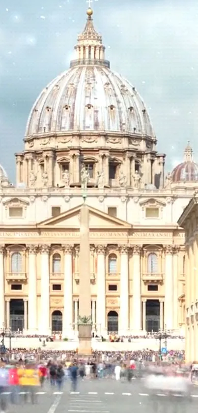 St. Peter's Basilica with clear sky background, perfect for mobile wallpaper.