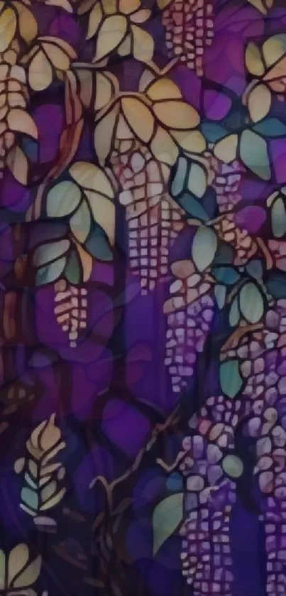 Stained glass wallpaper with floral design