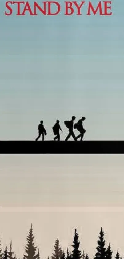 Silhouette artwork of people on a bridge against a blue sky labeled 'Stand By Me'.