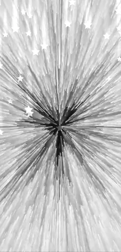 Black and white starburst mobile wallpaper with star patterns.