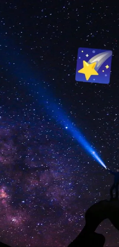 Person stargazing under a star-filled sky.