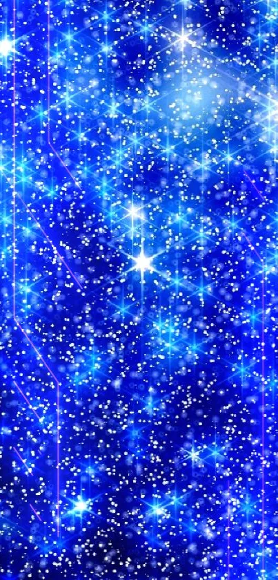 Blue starlit galaxy mobile wallpaper with sparkling stars.