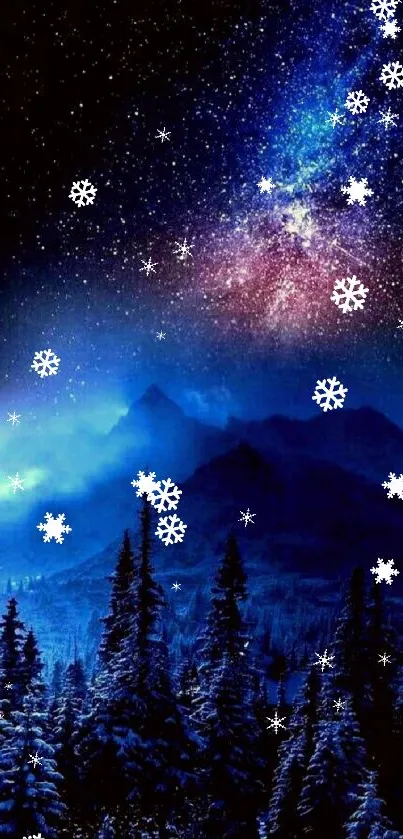 Stunning starlit mountain sky with deep blues and shimmering stars.