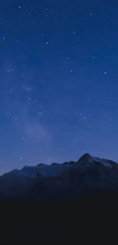 Starry mountain night sky with Milky Way.