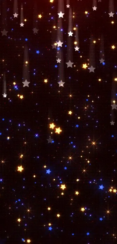 Bright stars in black night sky wallpaper, perfect for a cosmic feel.