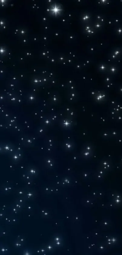 Mobile wallpaper of a starlit night sky with twinkling stars on a dark blue background.