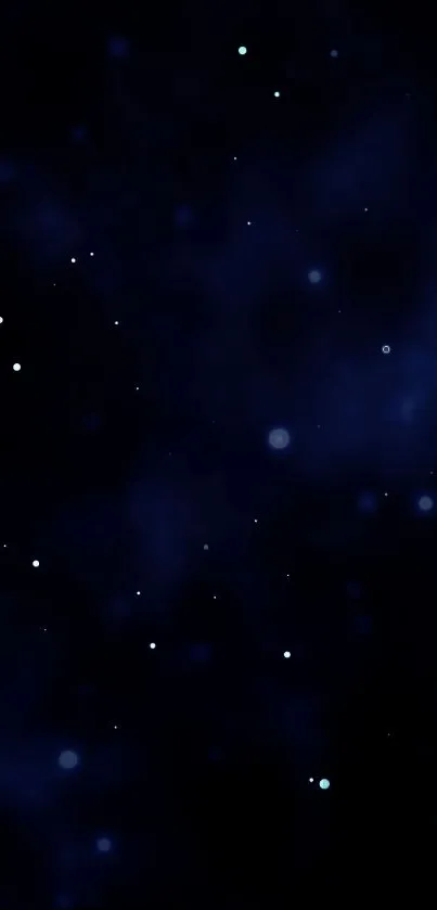 Starlit night sky wallpaper with blue and white stars on a dark background.