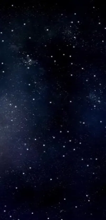 A dark blue night sky filled with twinkling stars, creating a cosmic wallpaper.