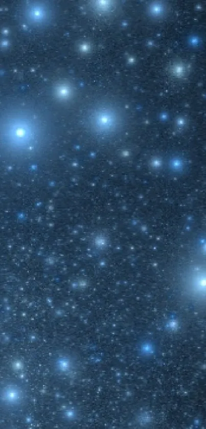 Starlit night sky mobile wallpaper with blue stars and dark background.