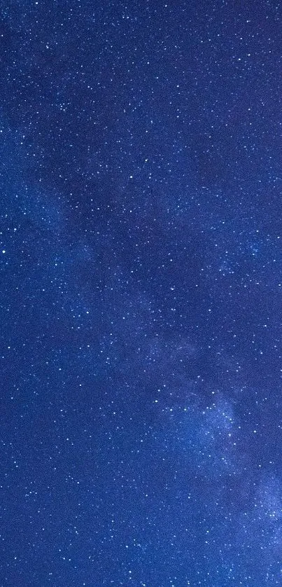 Deep blue night sky with countless twinkling stars, perfect for mobile wallpaper.