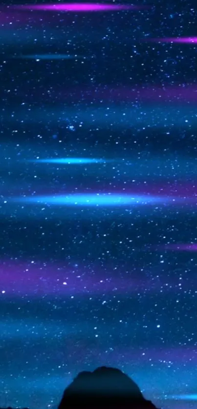 Starlit sky wallpaper with blue and purple hues.