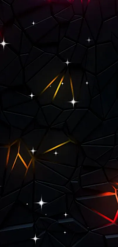 Starry abstract mosaic wallpaper with geometric patterns.