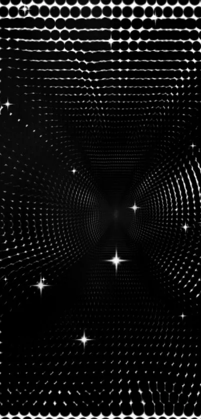 Starry black abstract wallpaper with geometric patterns.