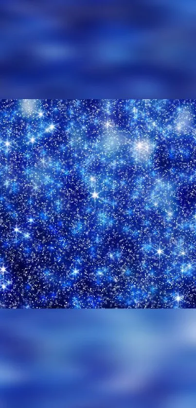 Starry blue galaxy wallpaper with shimmering celestial design.