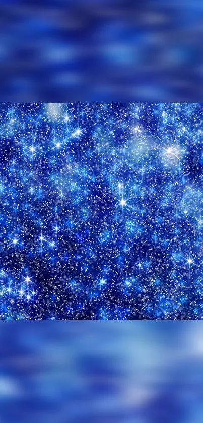 Starry blue galaxy wallpaper for mobile screen, featuring sparkling cosmic stars.