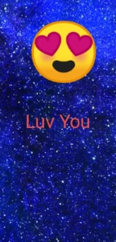 Starry blue background with love emoji and 'Luv You' text.