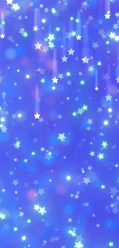 Blue starry mobile wallpaper with celestial night sky design.