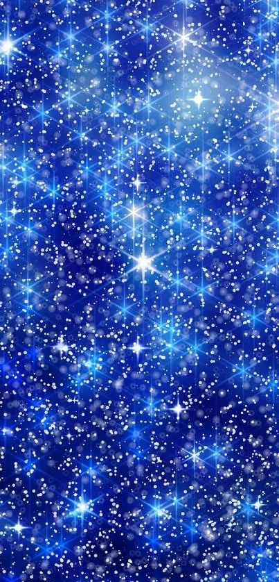 Blue starry night sky wallpaper with sparkling stars