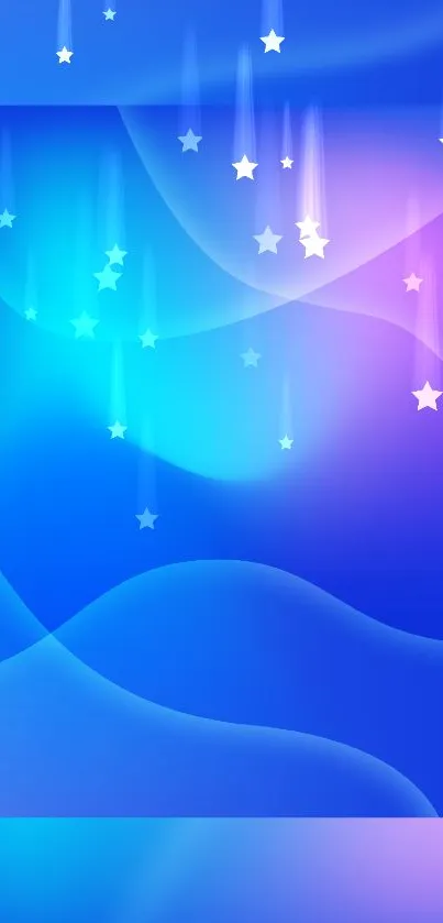 Starry blue wave wallpaper with vibrant gradient and flowing patterns.