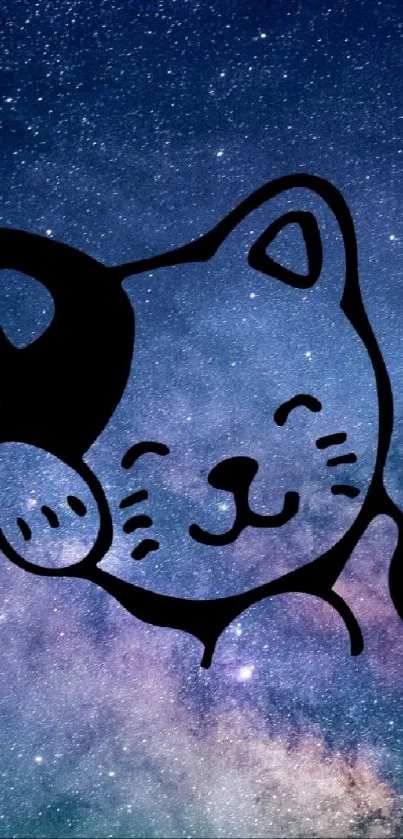 Cute cat silhouette with galaxy background - starry and whimsical.