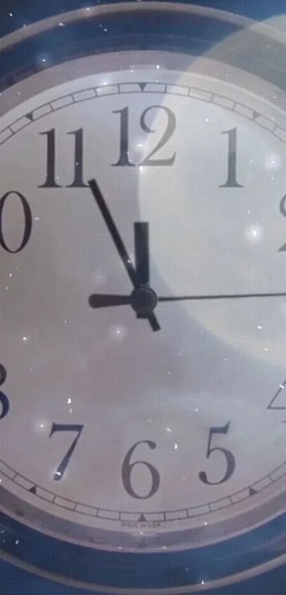 A clock face with a starry sky overlay for mobile wallpaper.