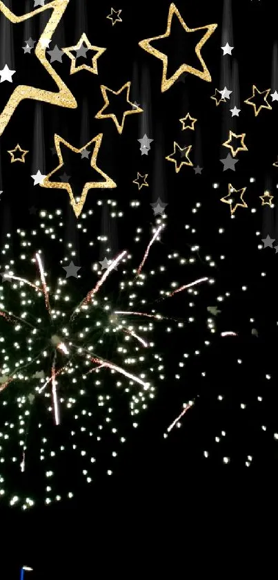 Luminous stars and fireworks on a dark sky wallpaper.