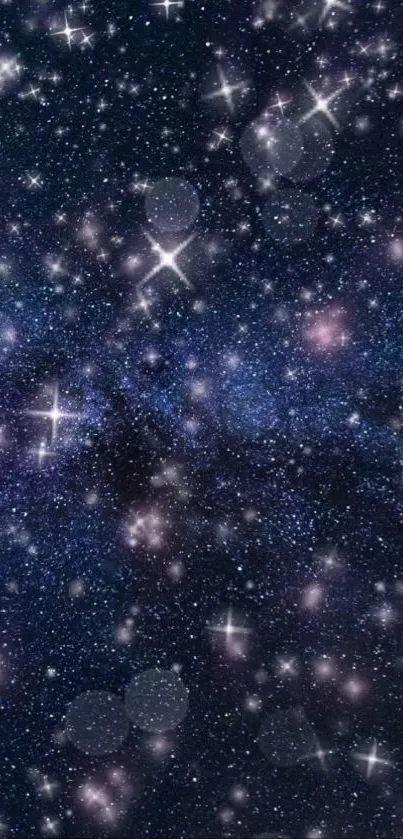 Starry night galaxy wallpaper with bright stars.