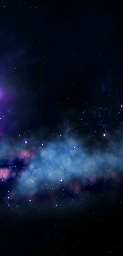 Vibrant galaxy background with stars on a mobile screen.