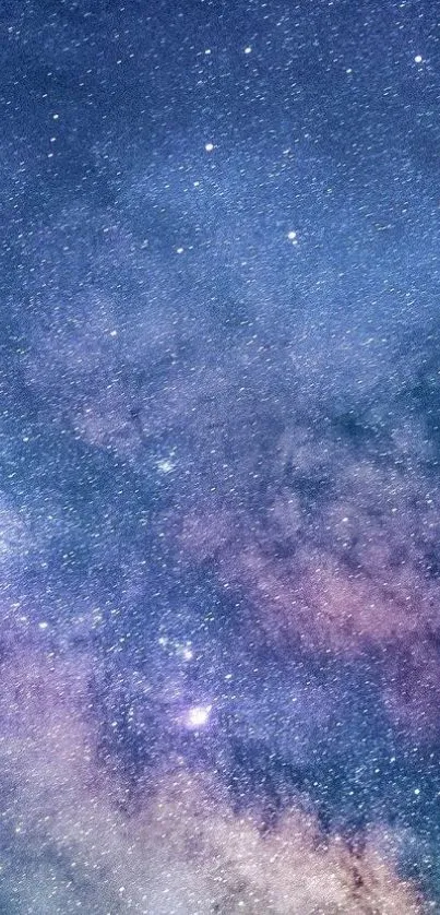 Starry galaxy mobile wallpaper in deep blue hues.