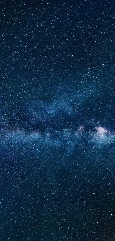 Starry night galaxy wallpaper showcasing a deep blue sky filled with stars.