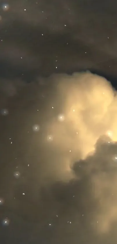 Golden cloud and starry night sky wallpaper for mobile screens.