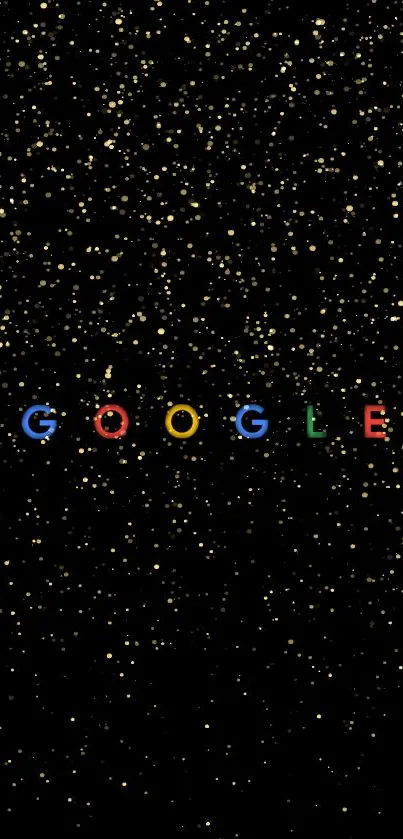 Google logo on a starry black wallpaper, perfect for tech-lovers' mobile screens.