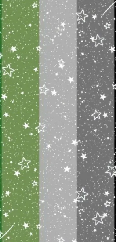 Starry gradient wallpaper with green hues.