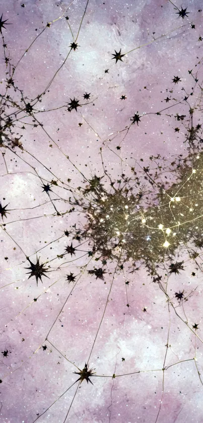 Lavender cosmic wallpaper with stars and nebula.