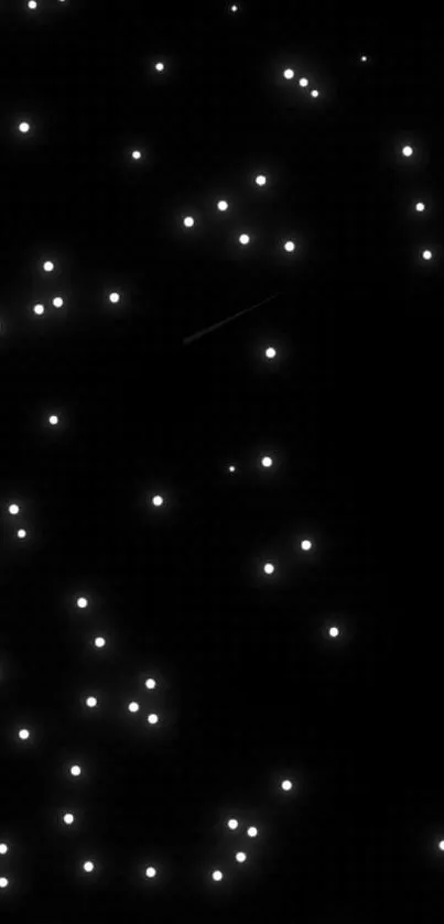 Minimalist black wallpaper with tiny glowing stars against a dark background.