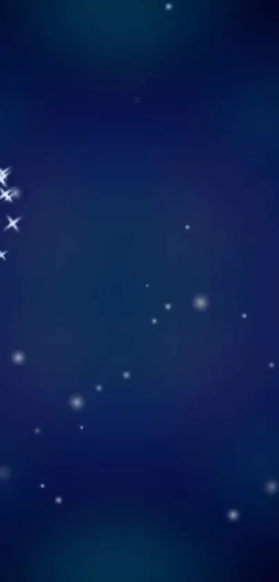 Starry night wallpaper with dark blue and twinkling white stars.