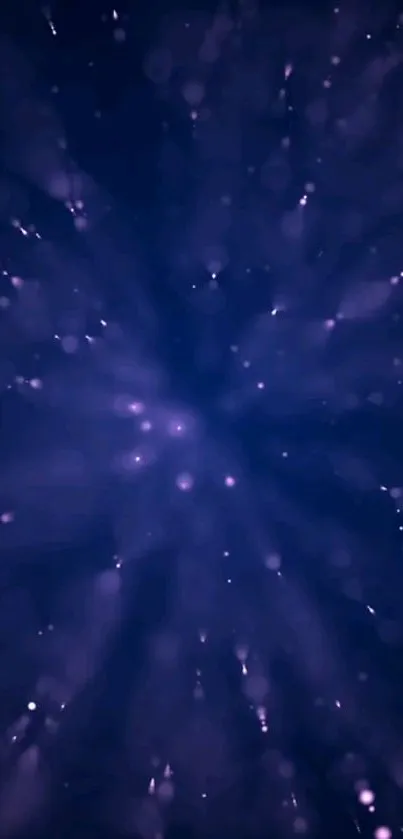 Vibrant purple starry burst wallpaper with cosmic lights for mobile screen.