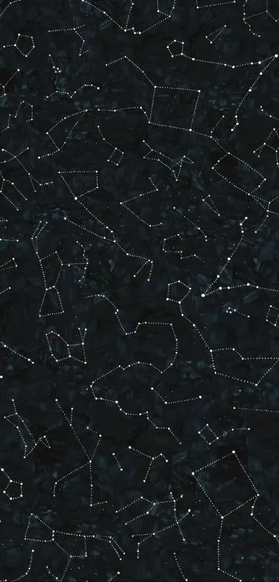 Constellation themed mobile wallpaper with star patterns on a dark blue background.
