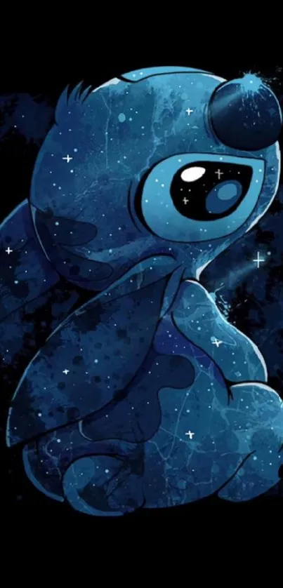 A blue starry creature against a cosmic background, perfect for mobile wallpaper.