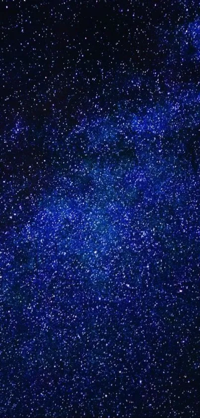 A deep blue starry galaxy wallpaper for mobile screens.