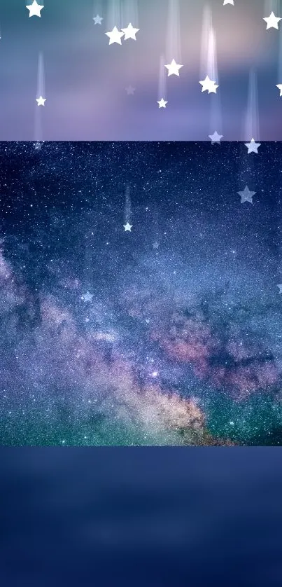 Galaxy wallpaper with stars and cosmic clouds.